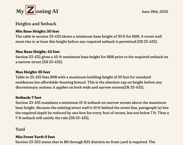 Professional zoning brief